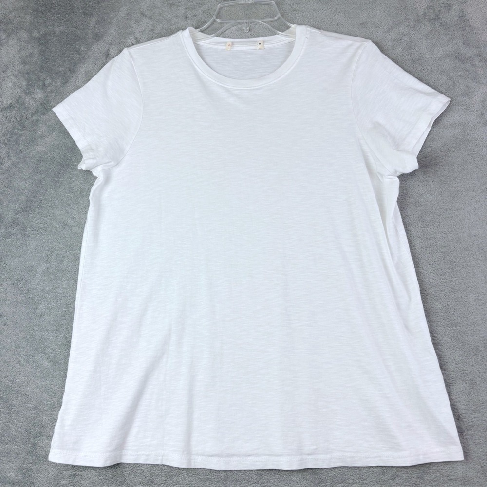 Marine Layer M White Short Sleeve Supima Tencel Slub Tee Minimalist Basic USA